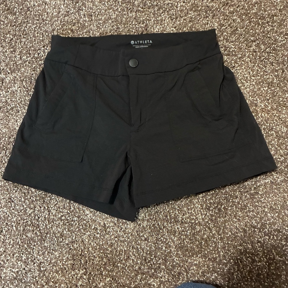 ATHLETA Black Trekkie Lightweight Utility Shorts Active Athletic Hiking Size 0 - Picture 2 of 9